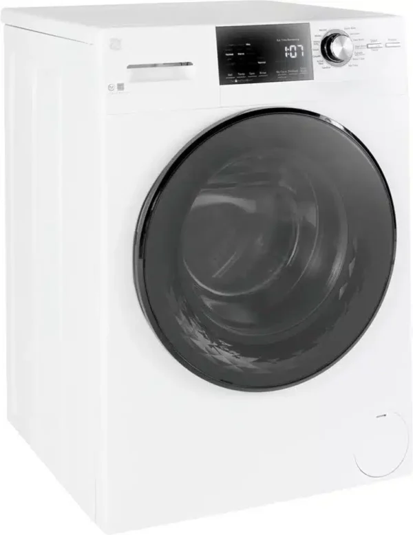 GE 2.4 Cu. Ft. High Efficiency Stackable Front Load Washer with Steam and Sanitize – White - Image 2